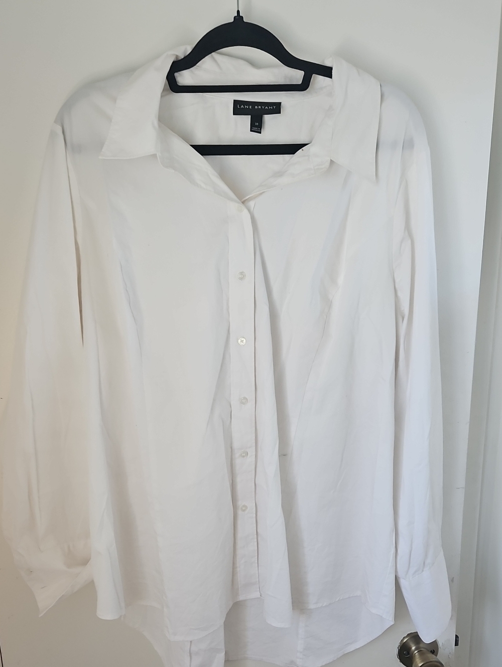 Lane Bryant White Button-Up Over Sized Shirt